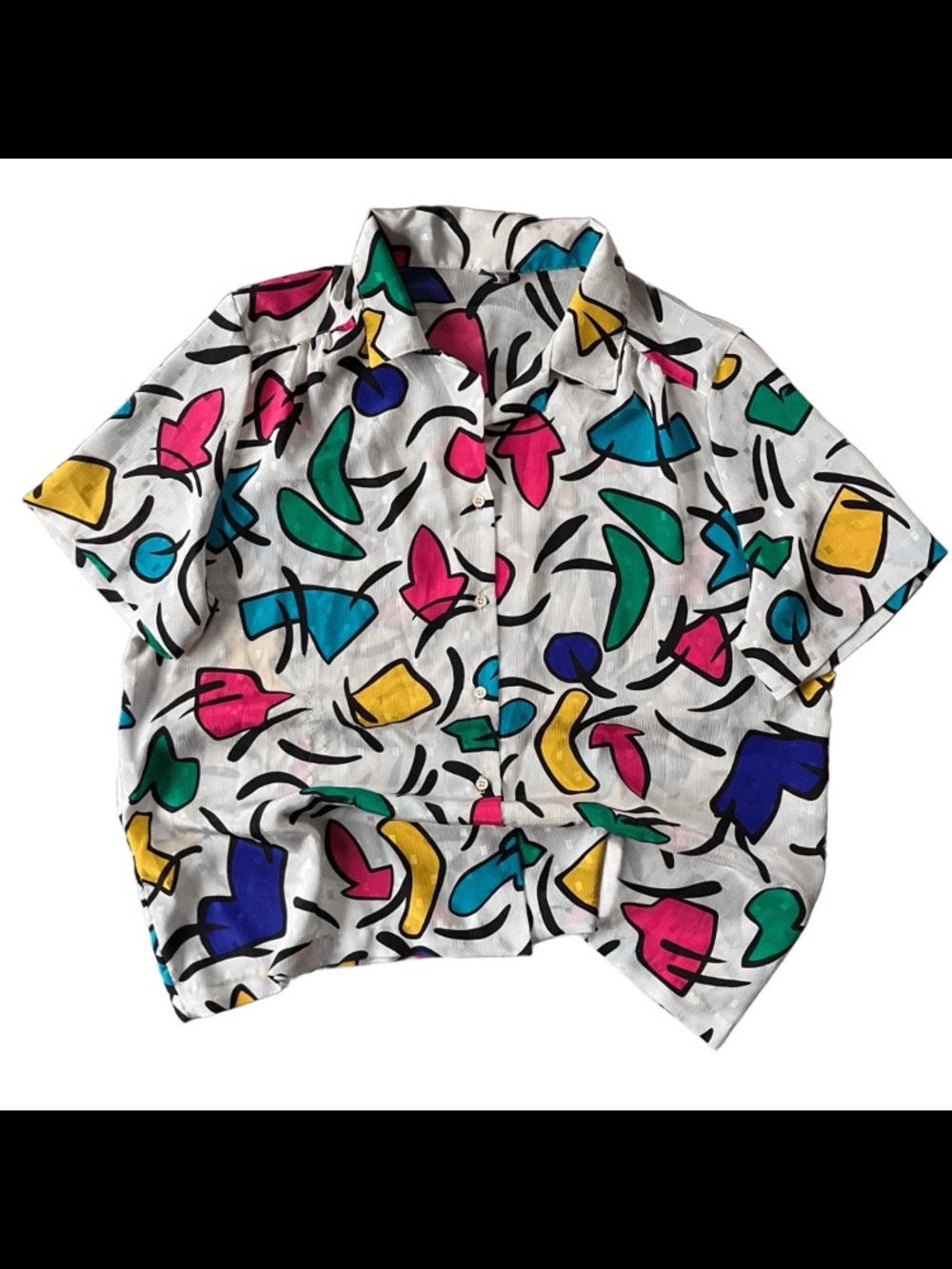 Women’s 90’s 80’s Shirt Abstract Lightweight Disco Union Made USA 25.5x28